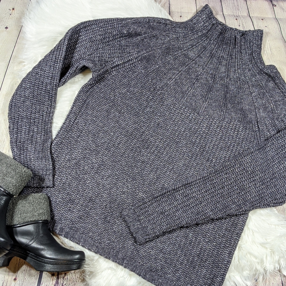 89th & Madison Gray Purple Metallic Sweater Large Womens